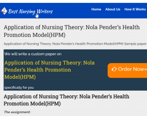 Application of Nursing Theory: Nola Pender’s Health Promotion Model(HPM)