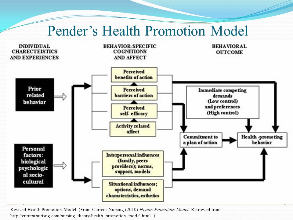 Revised Health Promotion Model. (From Current Nursing (2010) Health Promotion Model. Retrieved from  )